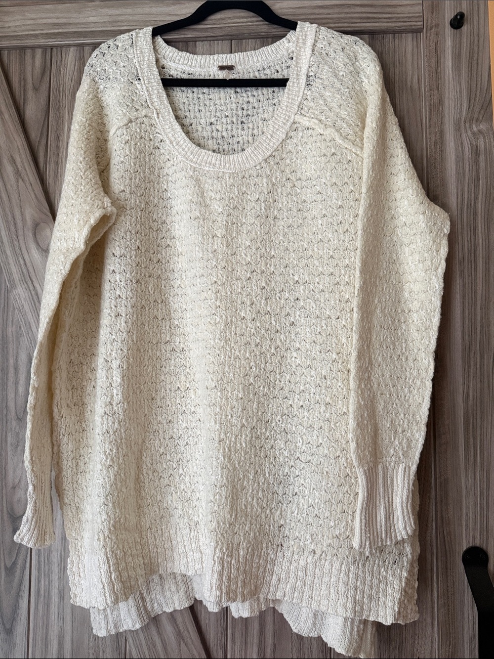 Free People Women's Cream Scoop Neck Knit Sweater